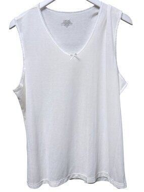 CUDDL DUDS Camisole Tank Size 1X White Lace Trim Layering Top Cotton Nylon NEW